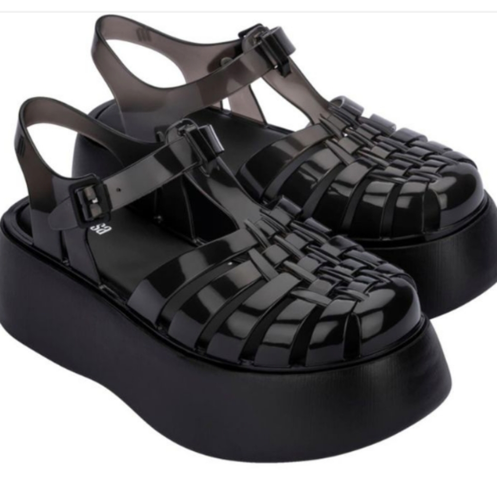 Melissa Possession Plato Jelly Platform Sandal Black size 10